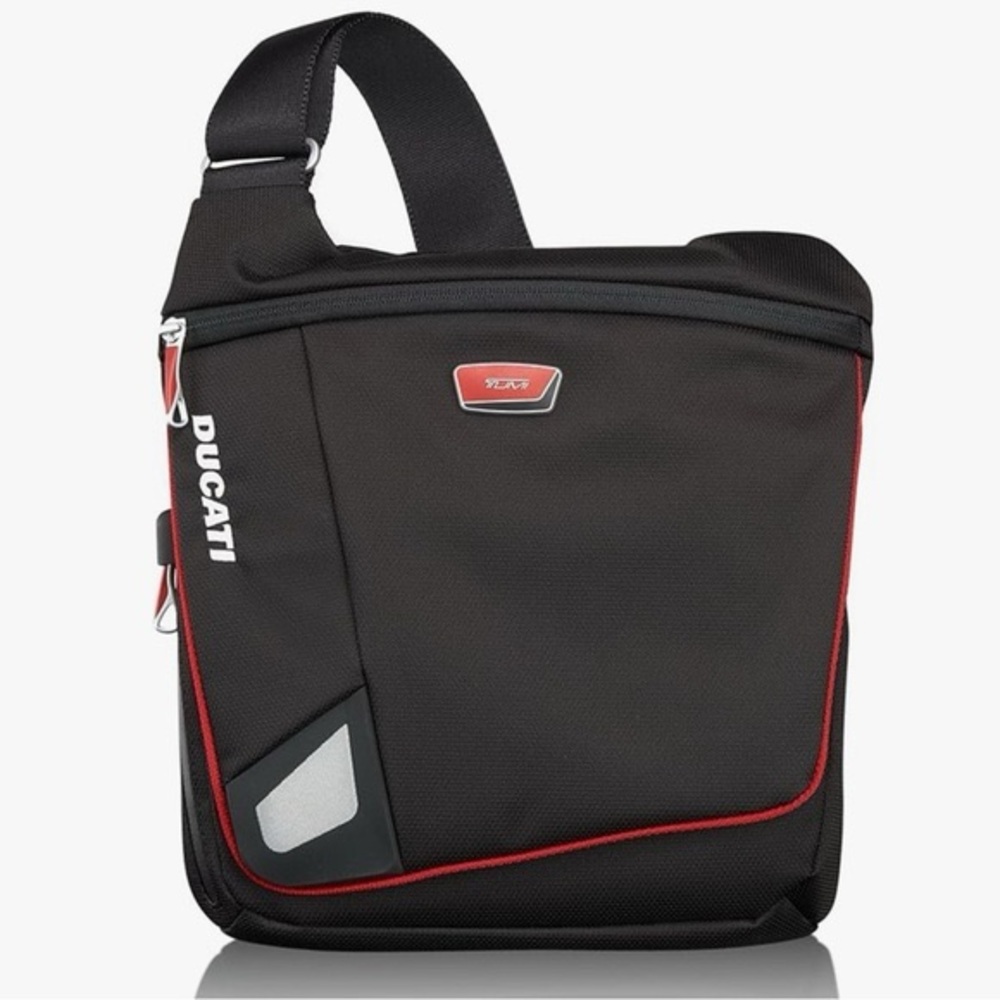 Tumi Ducati Black Red Messenger Bag Crossbody Travel Laptop Bag EUC